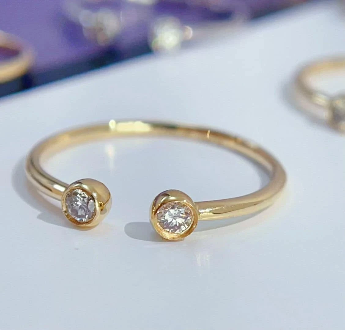 18K天然鑽石-雙鑽戒指