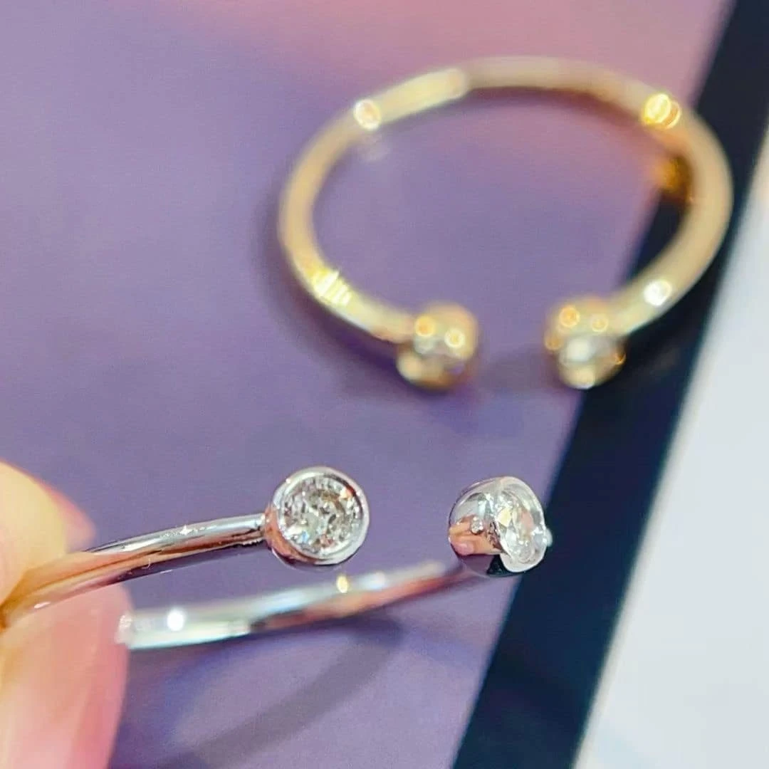 18K天然鑽石-雙鑽戒指