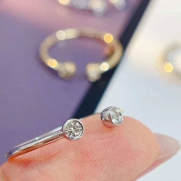 18K天然鑽石-雙鑽戒指