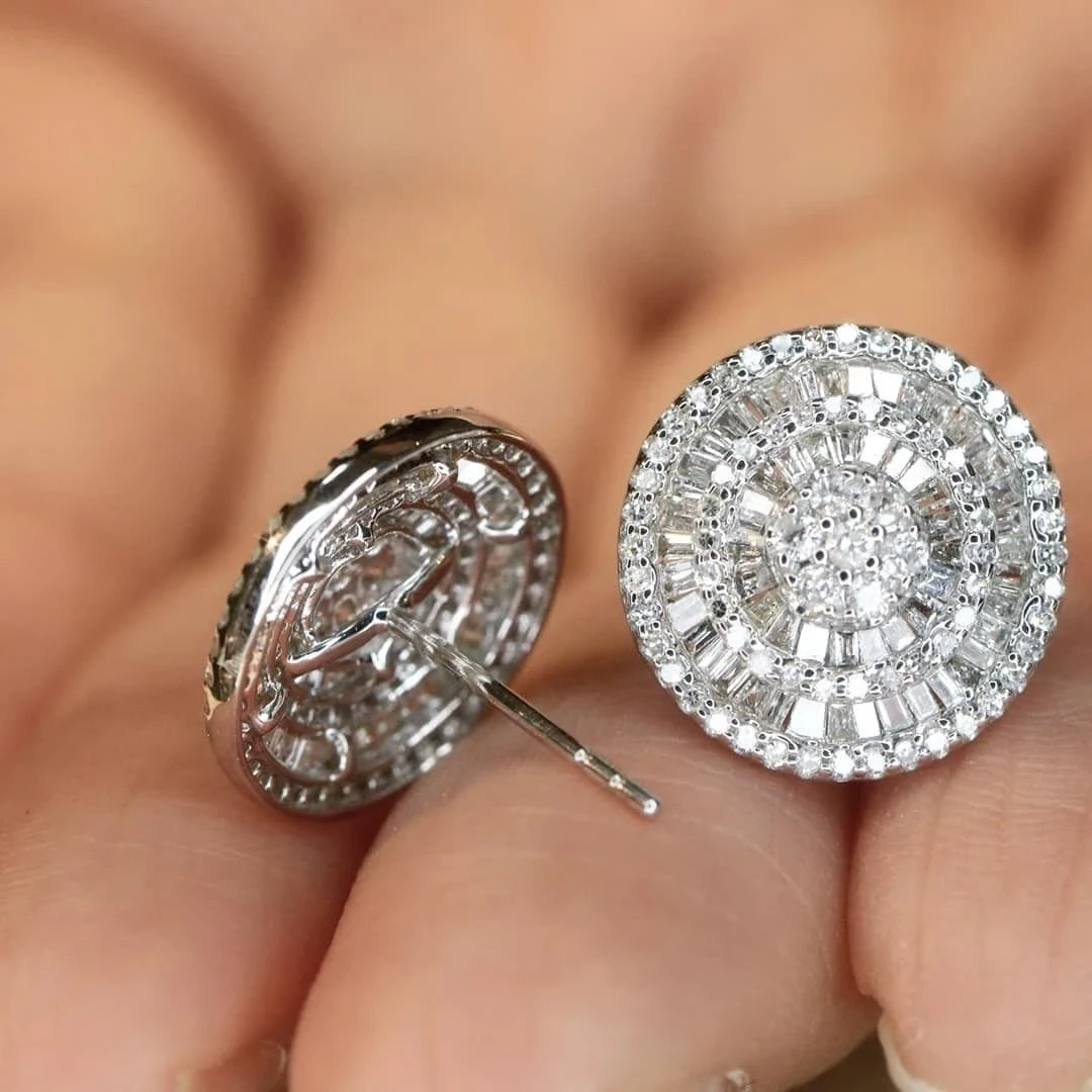 18K天然鑽石-圓形耳環