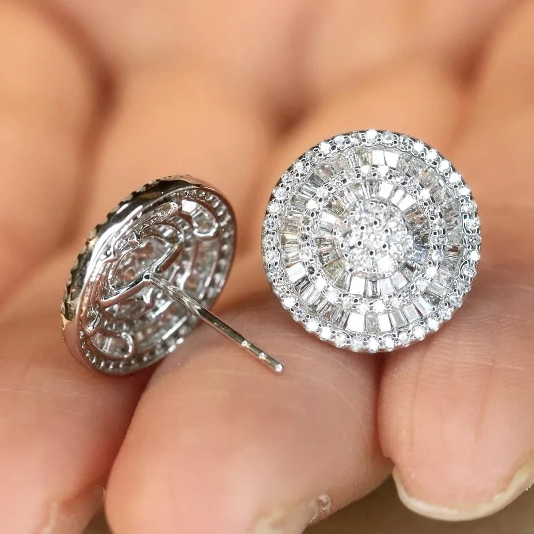 18K天然鑽石-圓形耳環