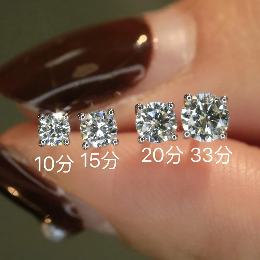 18K天然鑽石-四爪鑲耳環