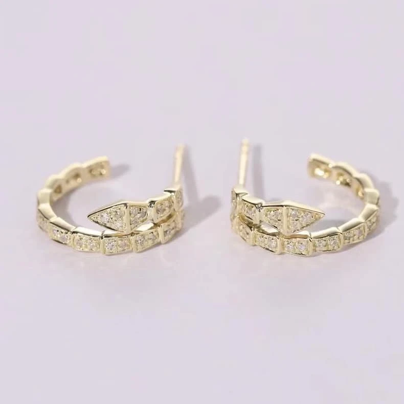 18K天然鑽石-蛇款耳環