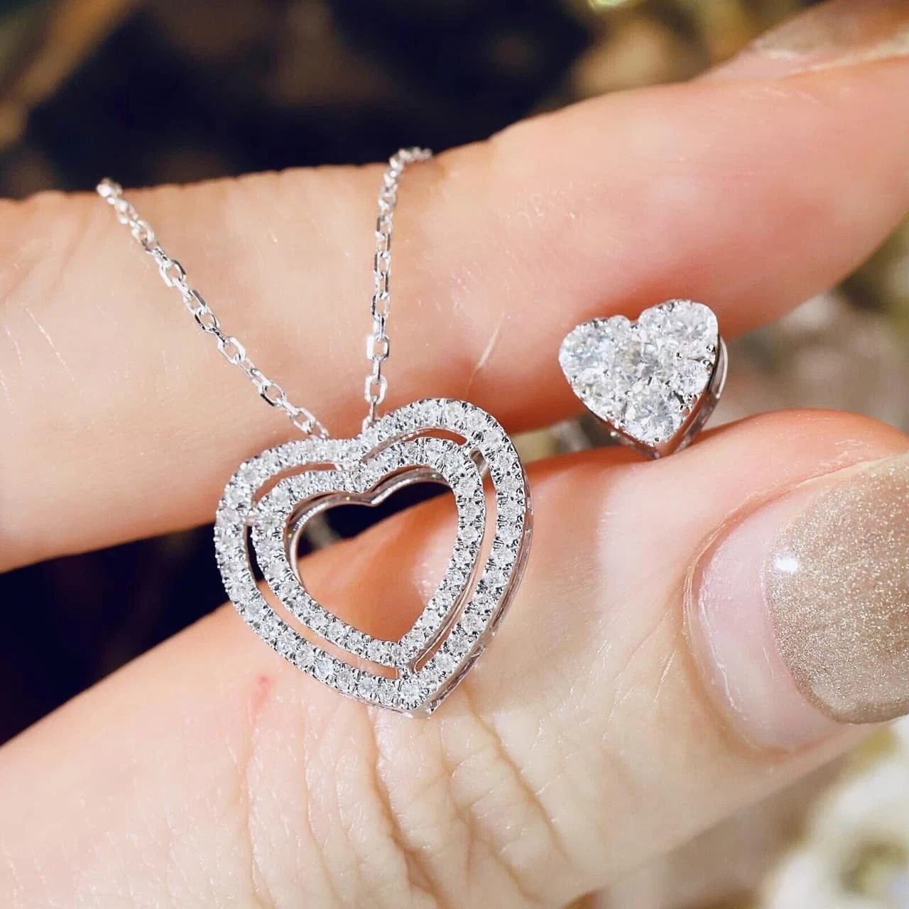 18K天然鑽石-愛心項鍊