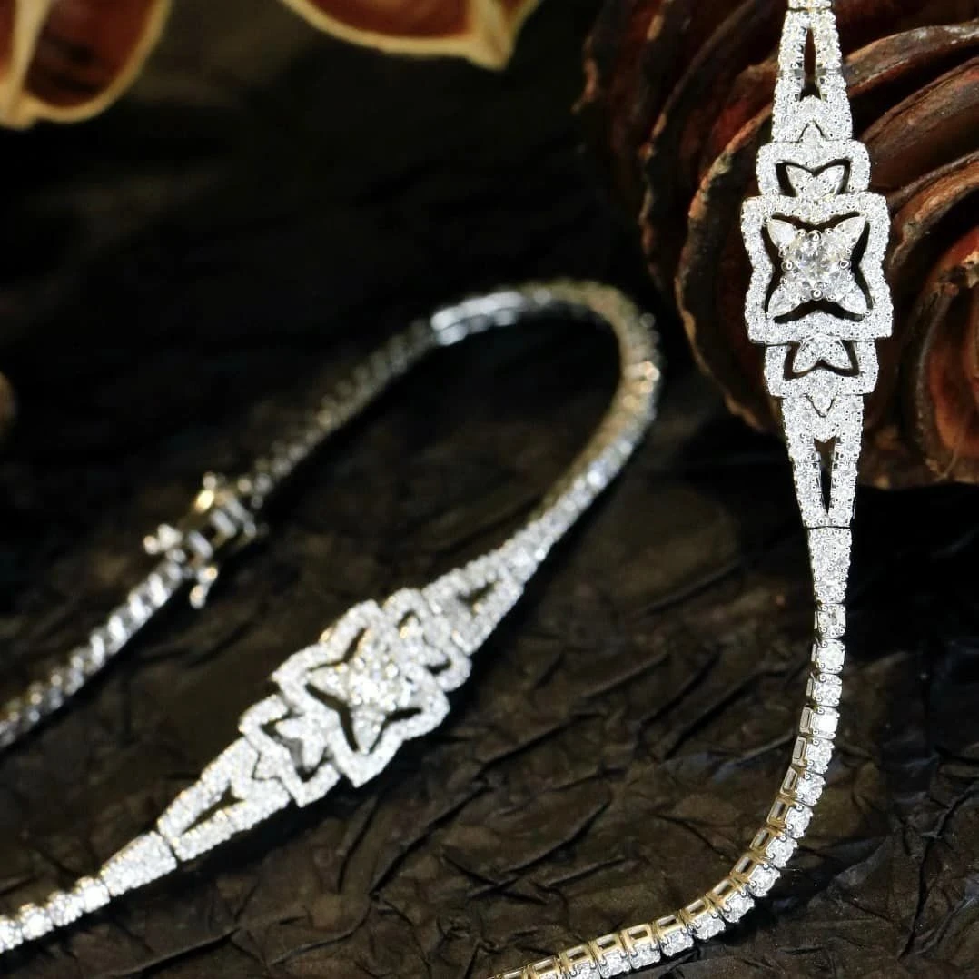 18K天然鑽石-滿鑽圖騰手鍊