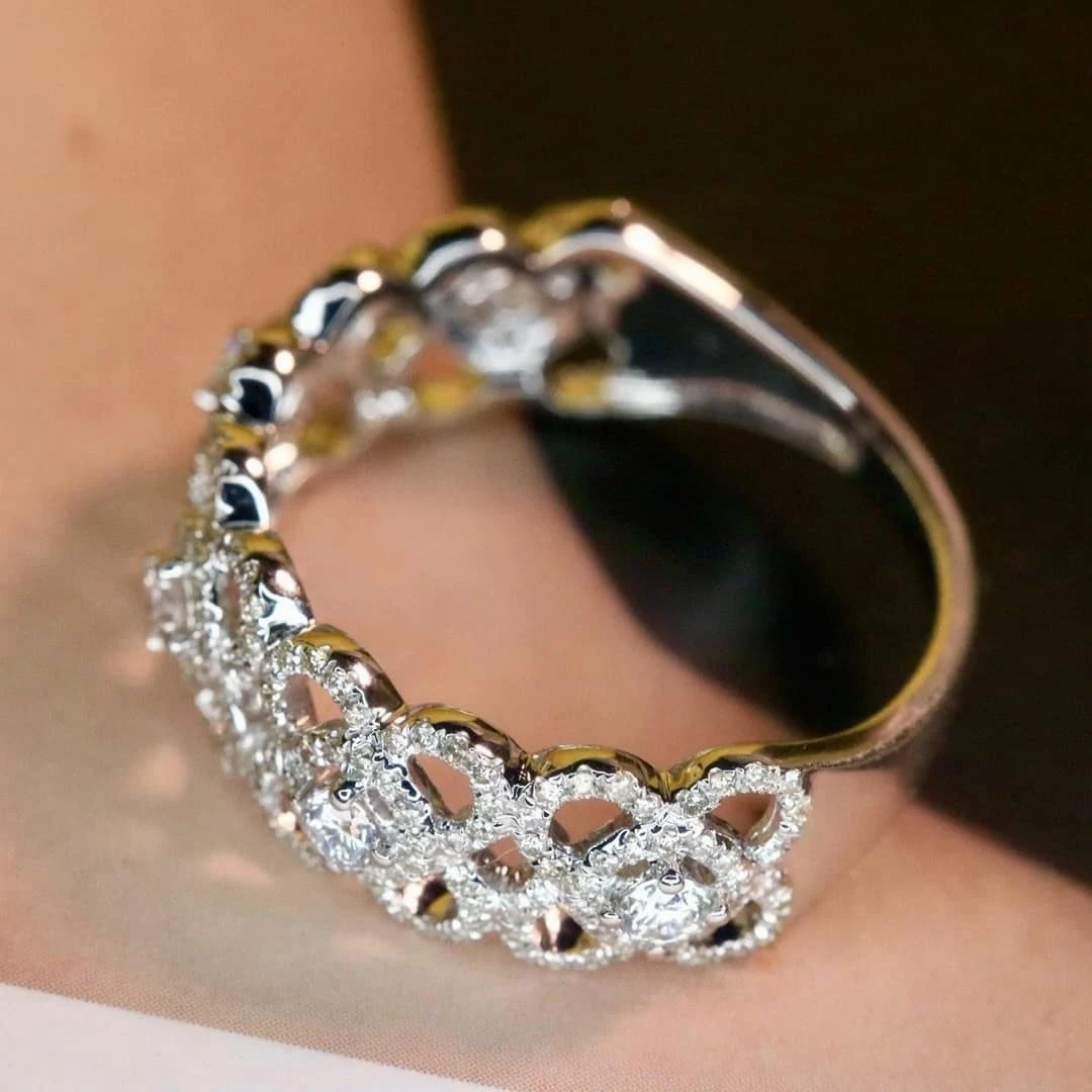 18K天然鑽石-四葉草蕾絲戒指 - 第6張圖 18K天然鑽石-四葉草蕾絲戒指