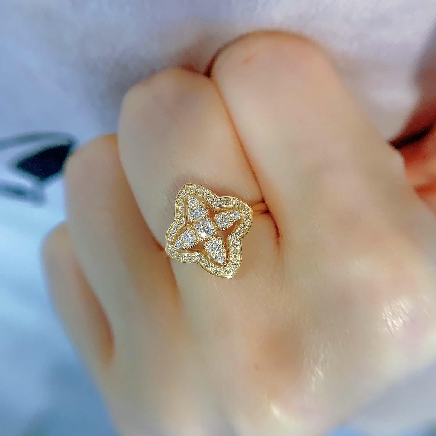 18K天然鑽石-四葉草造型戒指 - 第5張圖 18K天然鑽石-四葉草造型戒指