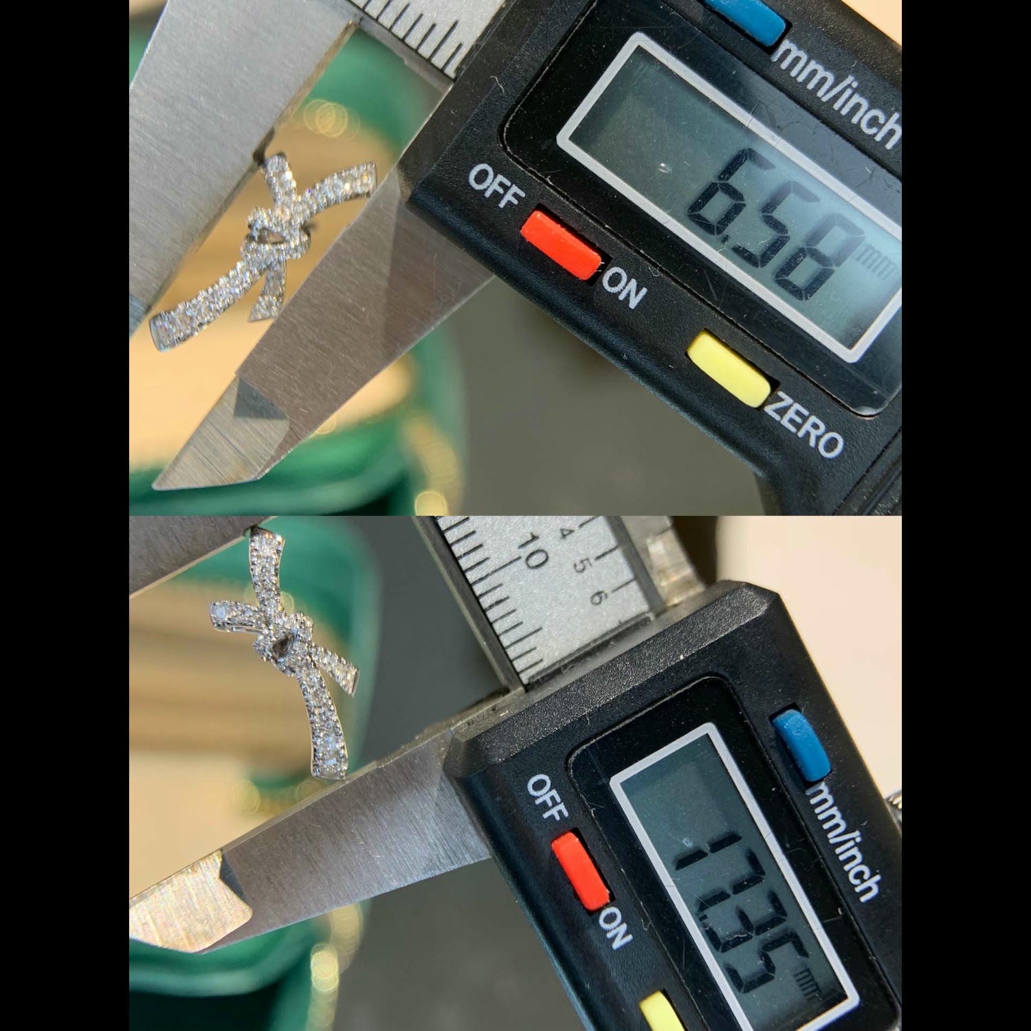 18K天然鑽石時尚蝴蝶結項鍊/戒指/耳環套裝