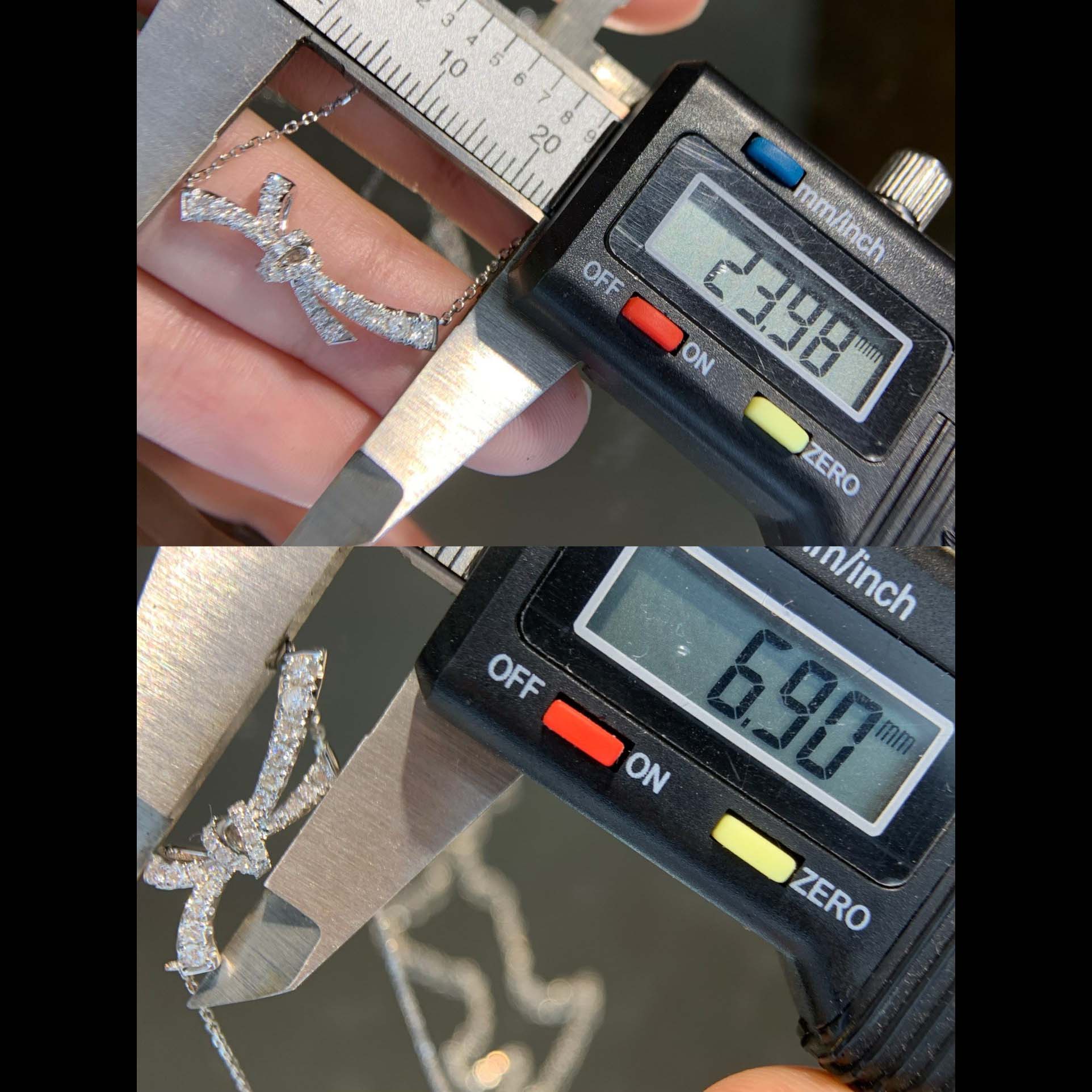 18K天然鑽石時尚蝴蝶結項鍊/戒指/耳環套裝