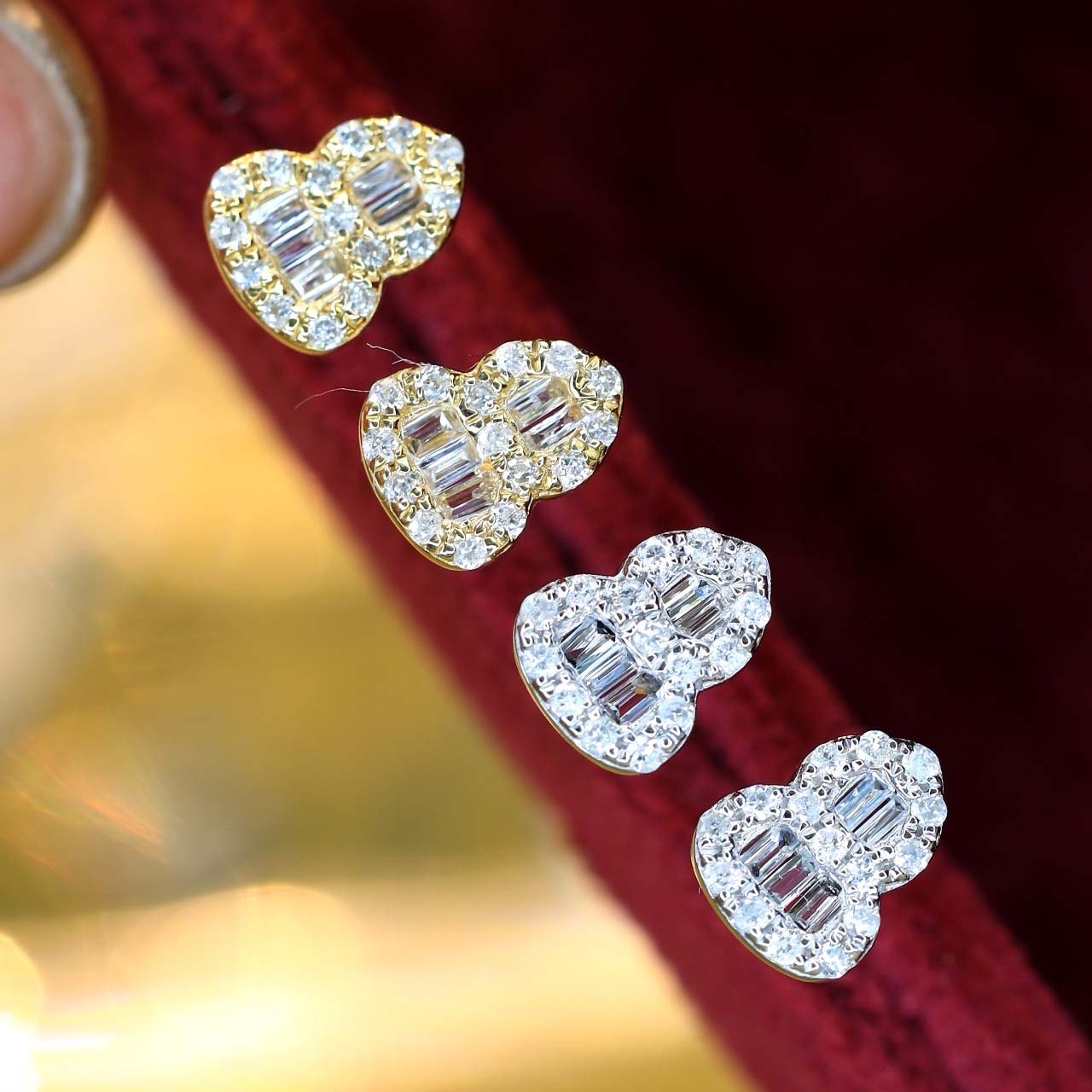 18K天然鑽石-葫蘆造型耳環