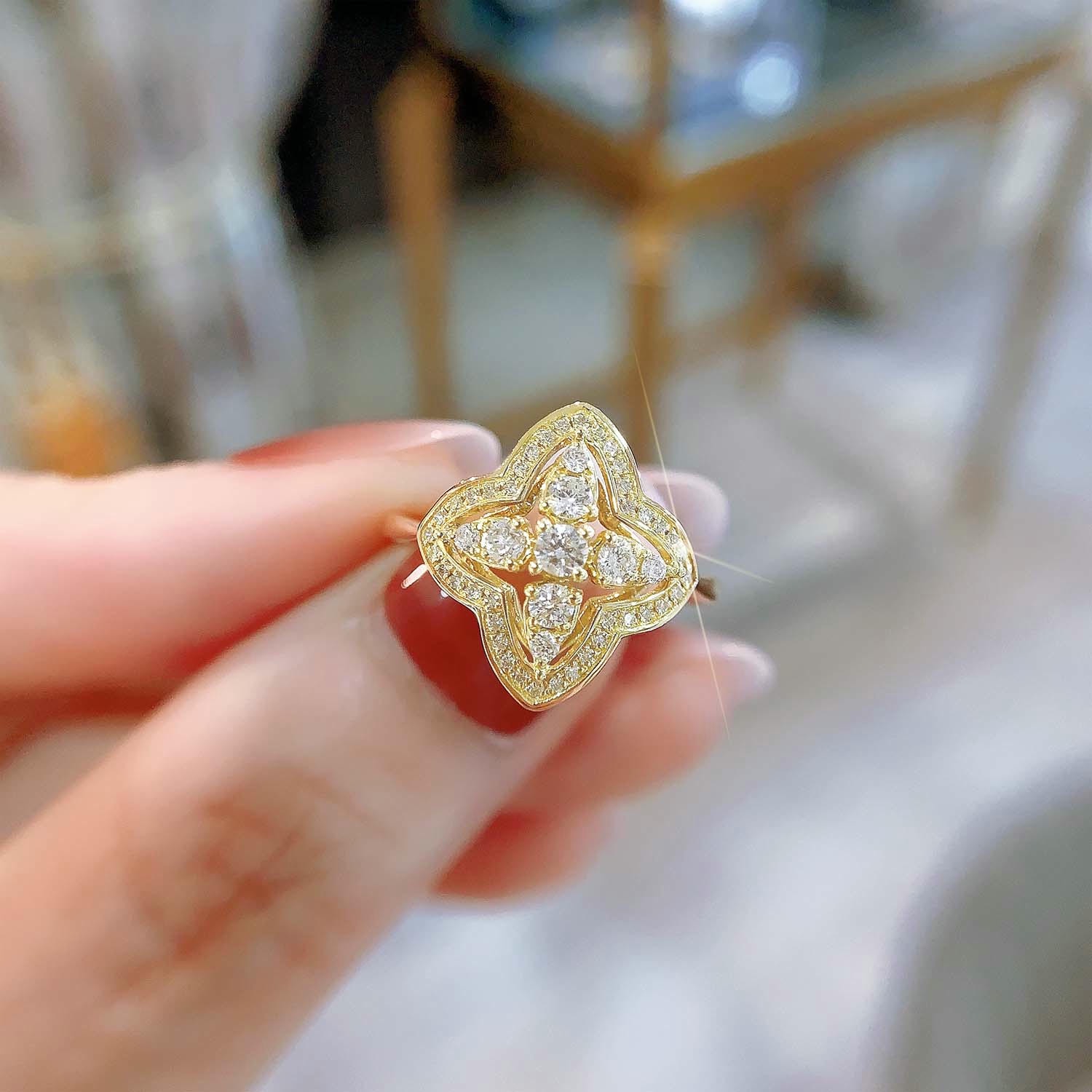 18K天然鑽石-四葉草造型戒指 - 第3張圖 18K天然鑽石-四葉草造型戒指