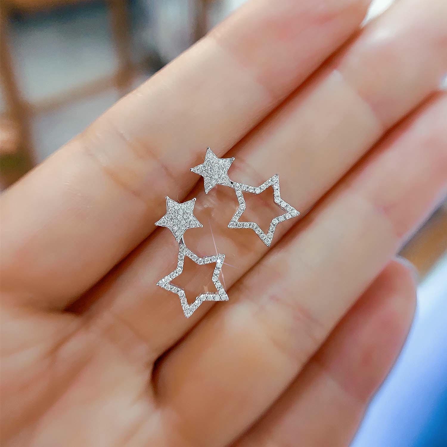 18K天然鑽石-五角星兩戴式耳環 - 第4張圖 18K天然鑽石-五角星兩戴式耳環