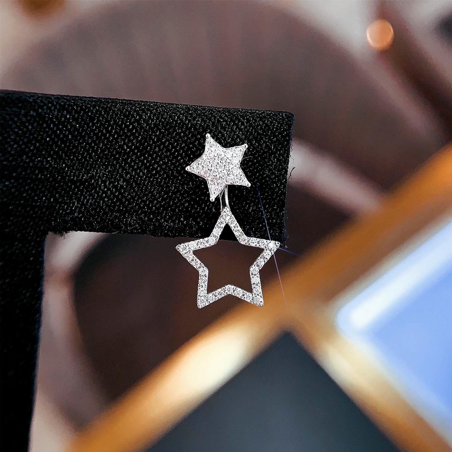 18K天然鑽石-五角星兩戴式耳環 - 第5張圖 18K天然鑽石-五角星兩戴式耳環