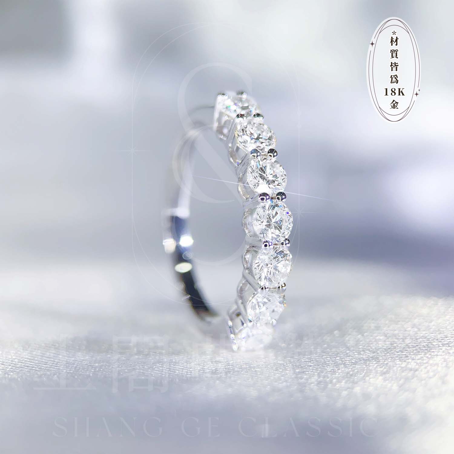 18K天然鑽石-一克拉線型戒指