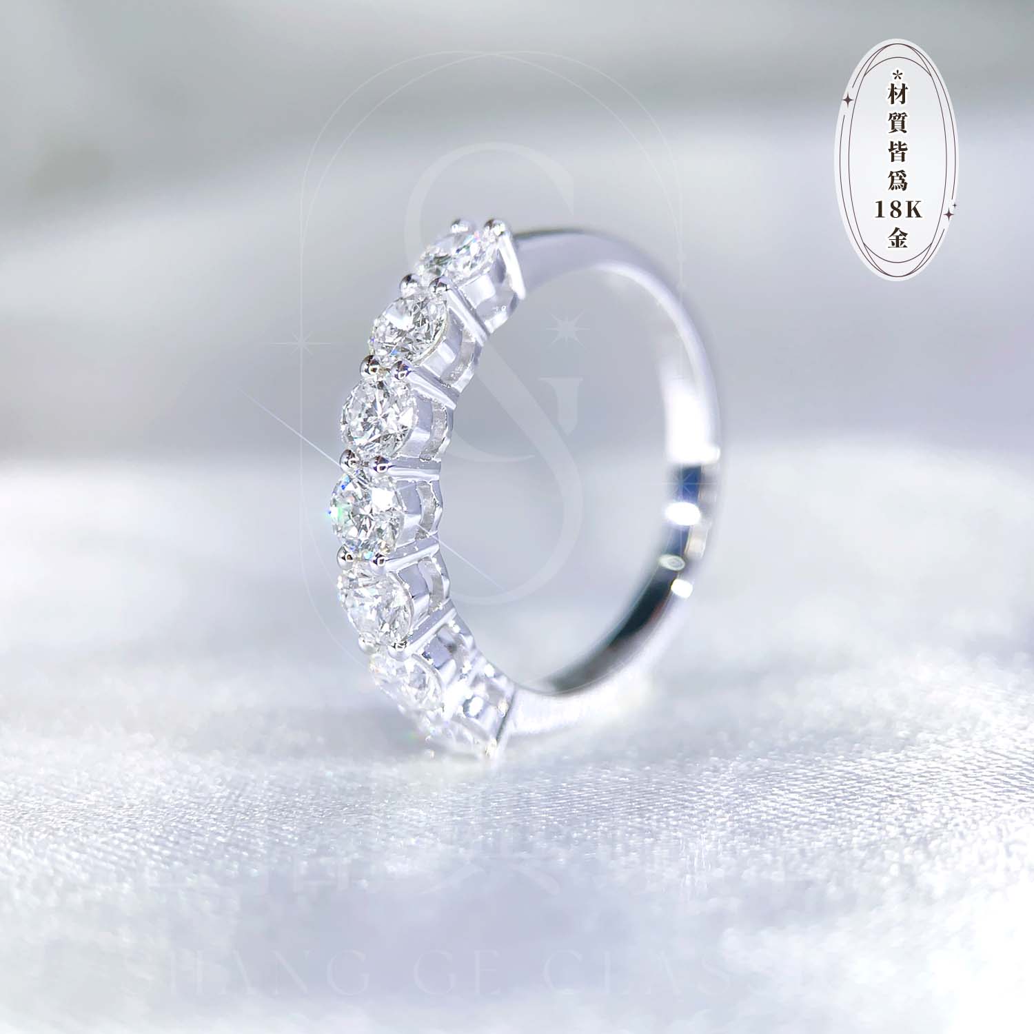 18K天然鑽石-一克拉線型戒指