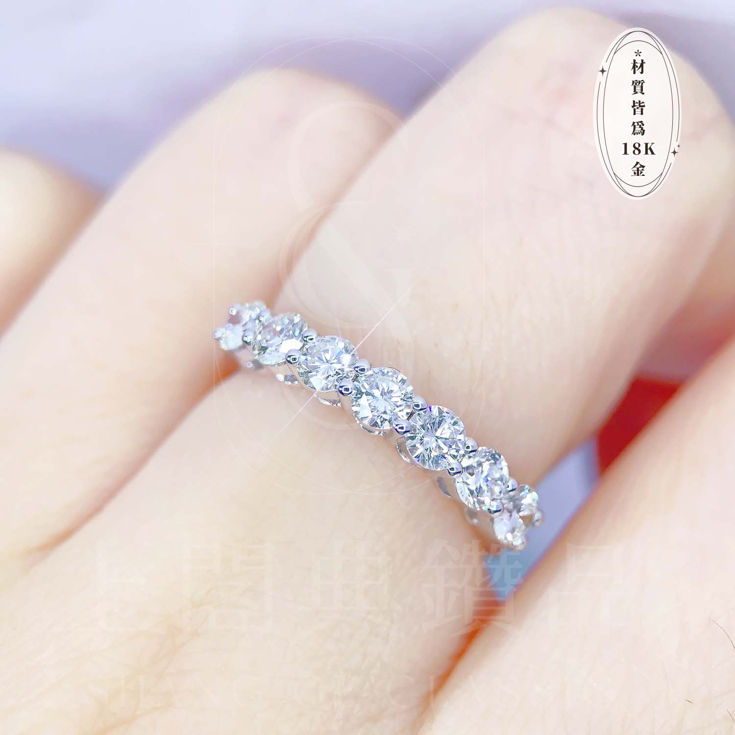 18K天然鑽石-一克拉線型戒指