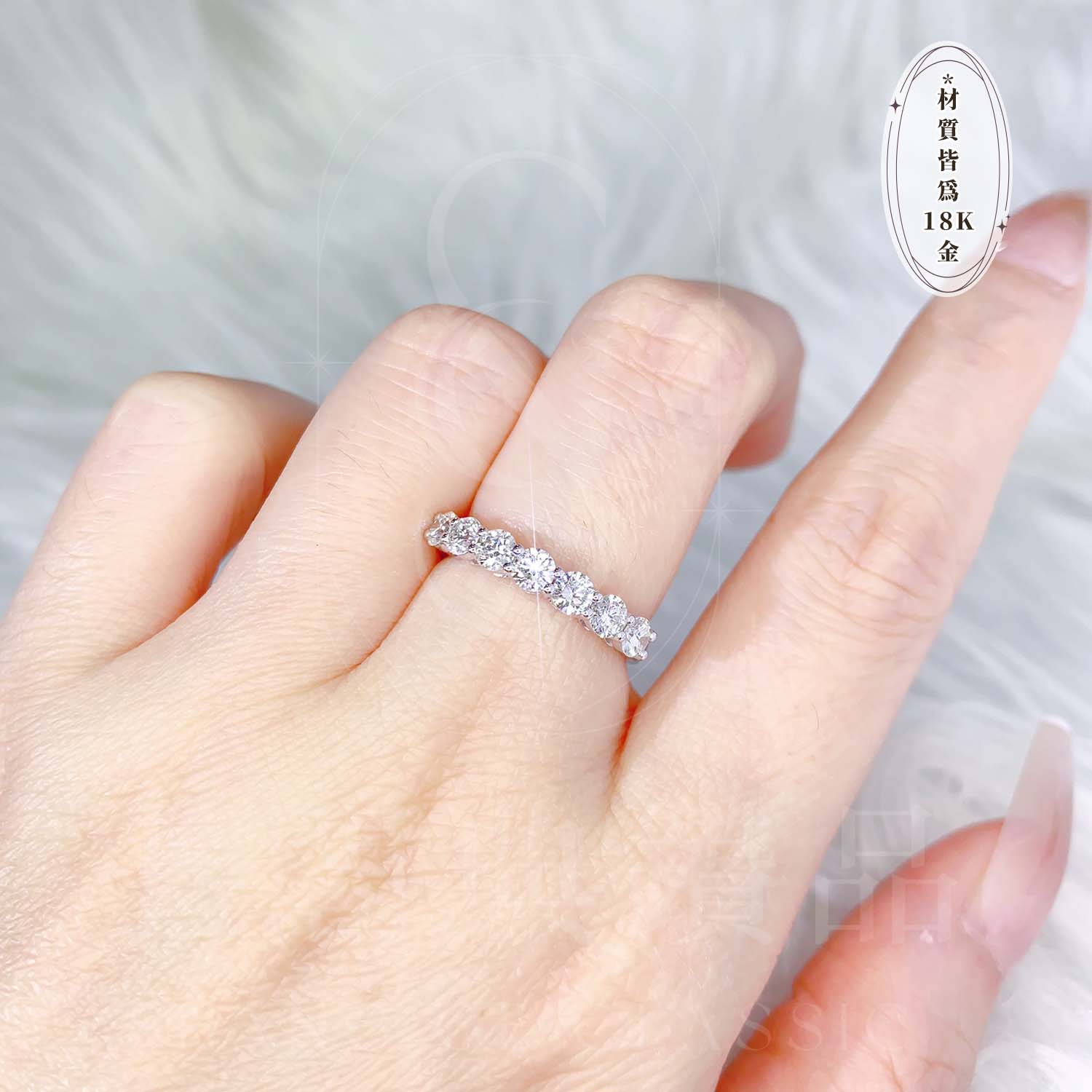 18K天然鑽石-一克拉線型戒指