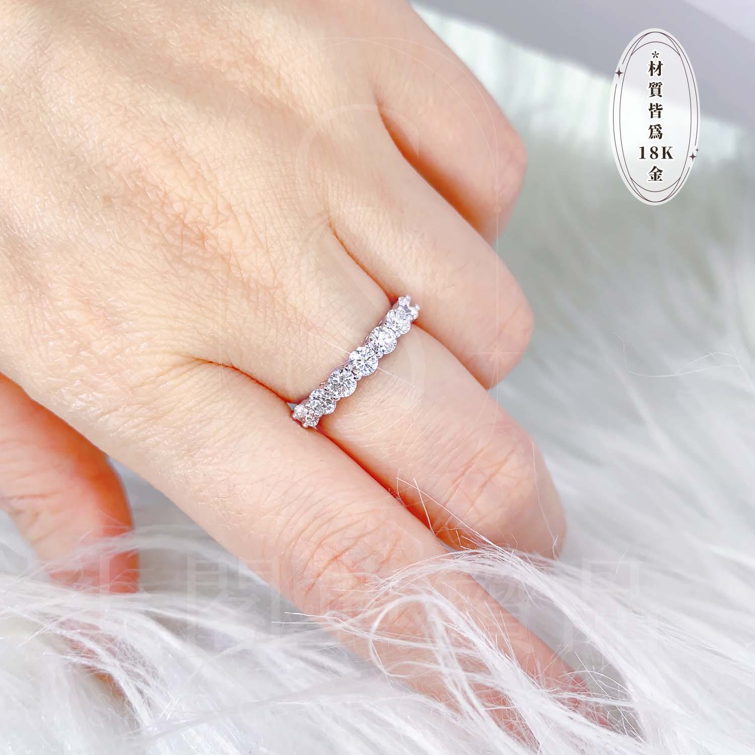 18K天然鑽石-一克拉線型戒指