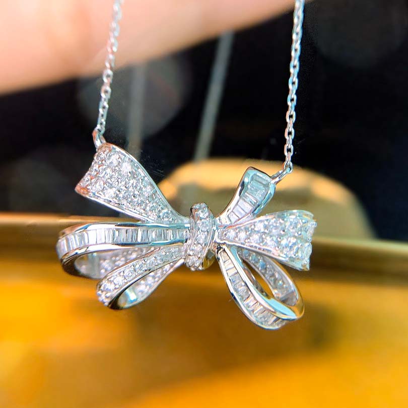 18K天然鑽石-蝴蝶結項鍊