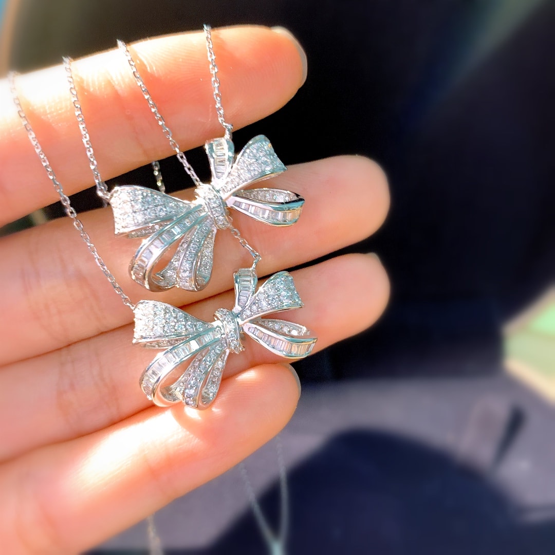 18K天然鑽石-蝴蝶結項鍊