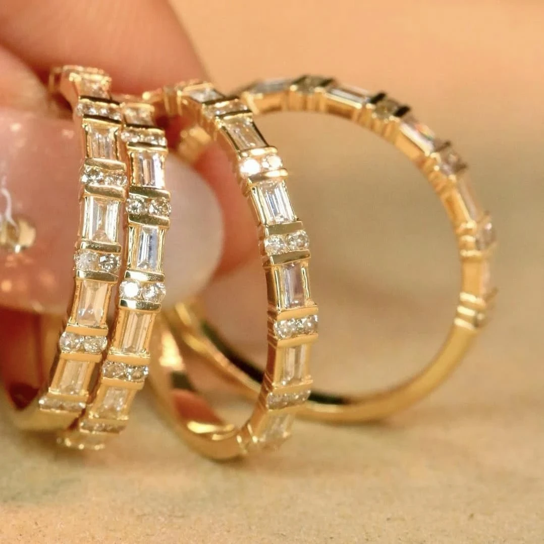 18K天然鑽石-T方型戒指