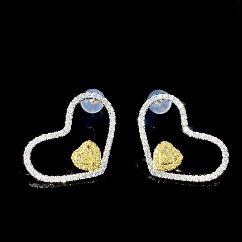 18K天然黃鑽-心型耳環