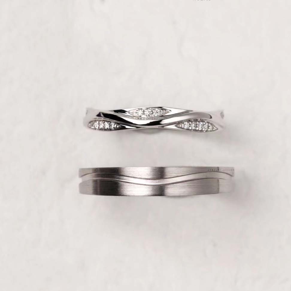 婚戒系列-交錯流線型對戒訂製