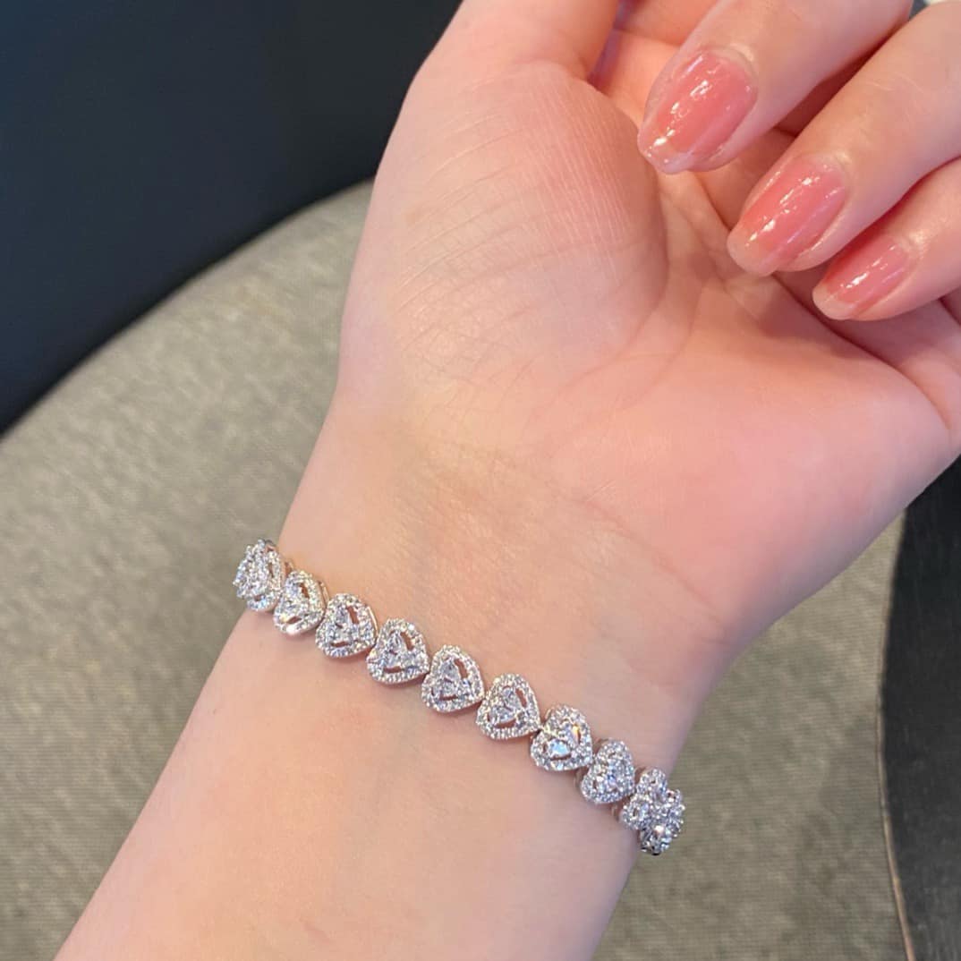 18K天然鑽石-心型豪華手鍊