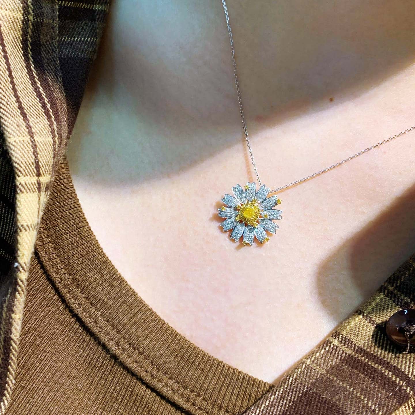 18K天然黃鑽-精緻小雛菊項鍊