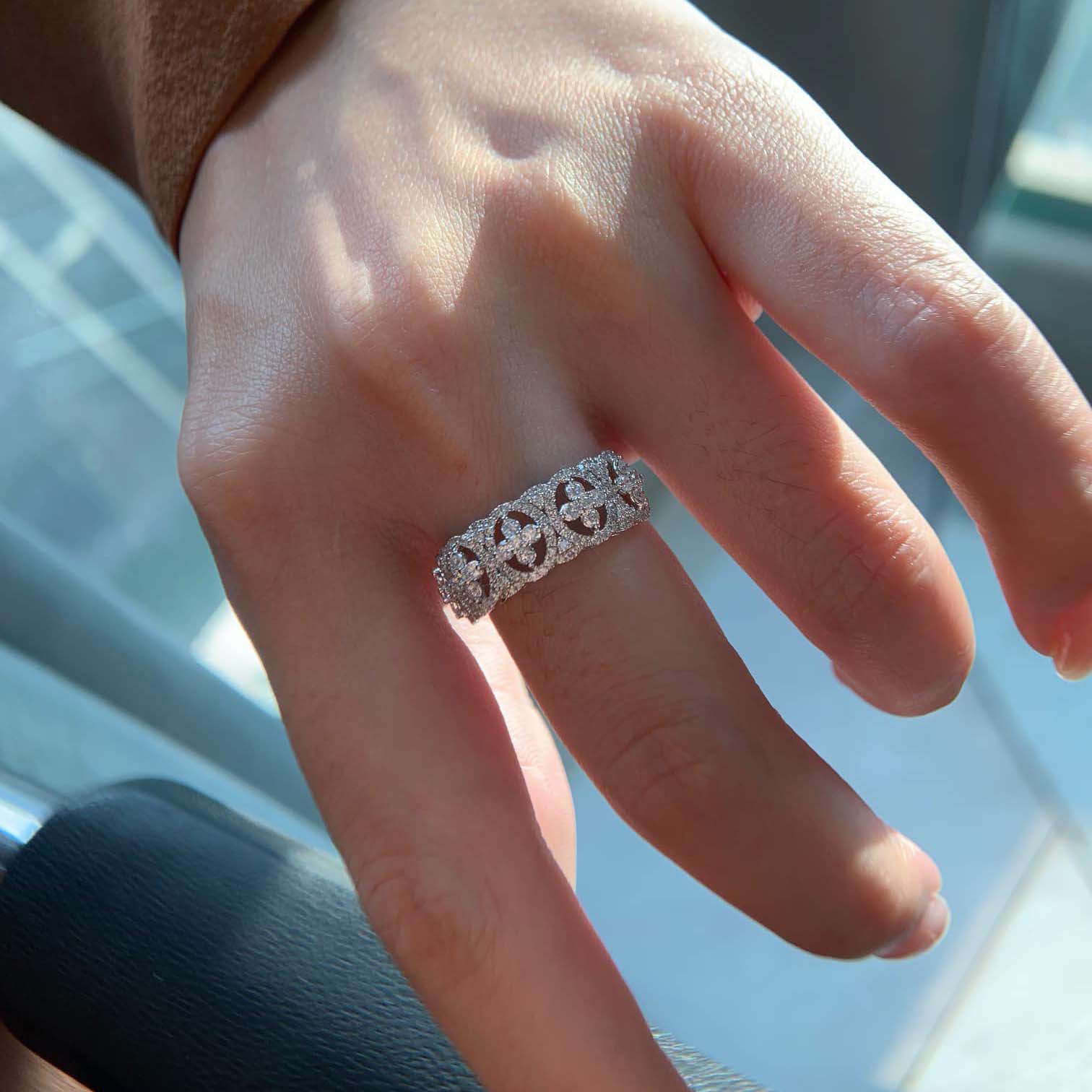 18K天然鑽石-公主蕾絲戒指