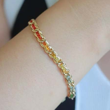 18K天然彩色藍寶石-多巴胺色系手鍊
