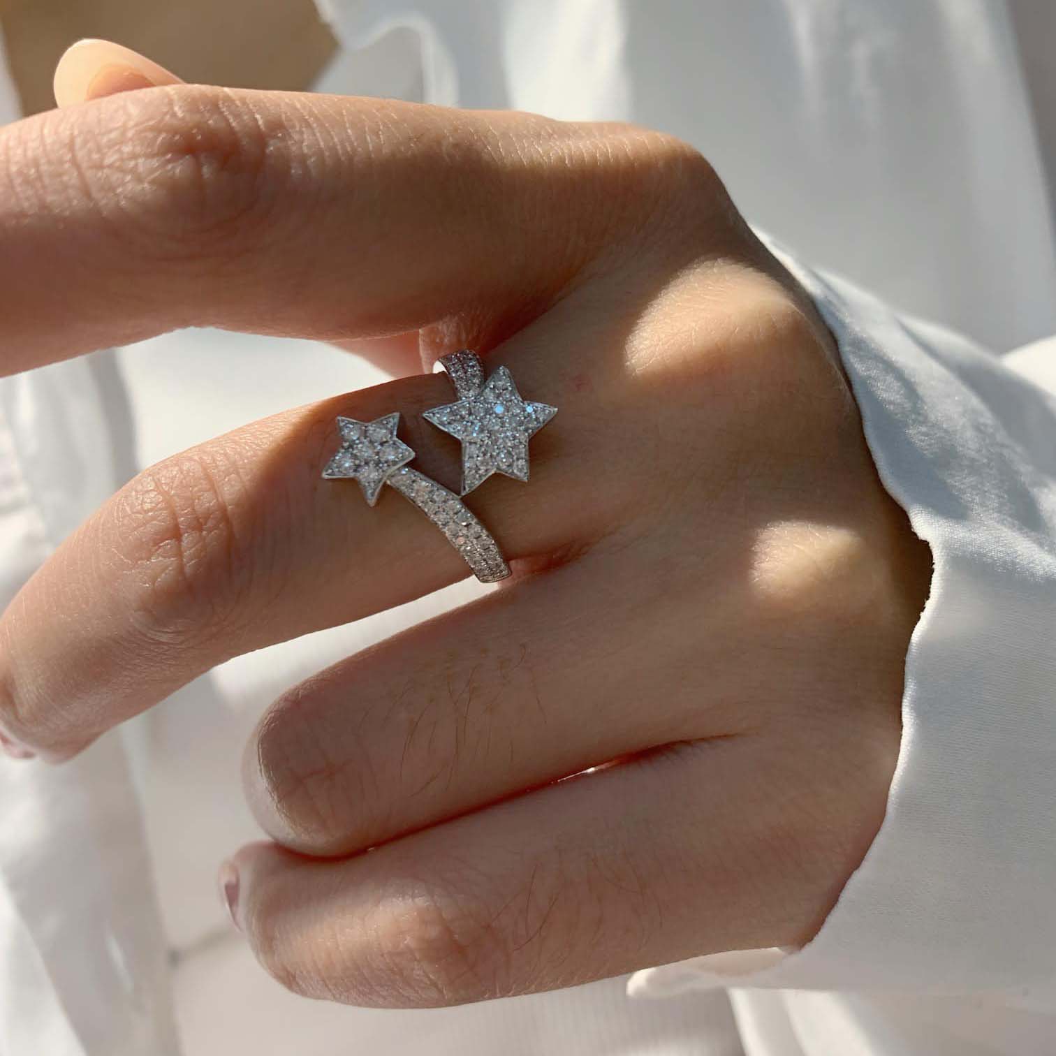 18K天然鑽石流-星環繞戒指