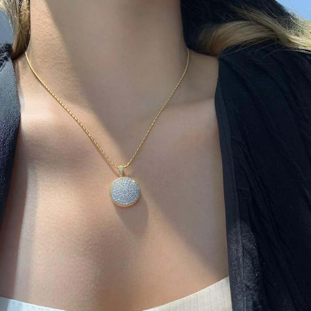 18K天然鑽石-滿鑽五圈大餅墜飾