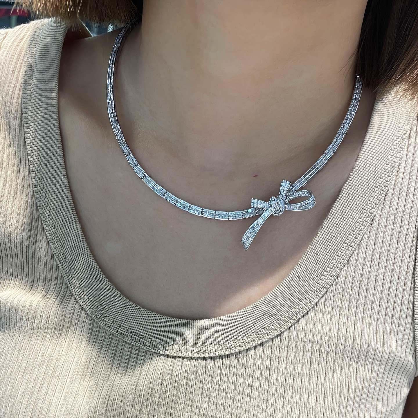 18K天然鑽石-蝴蝶結可拆卸項鍊