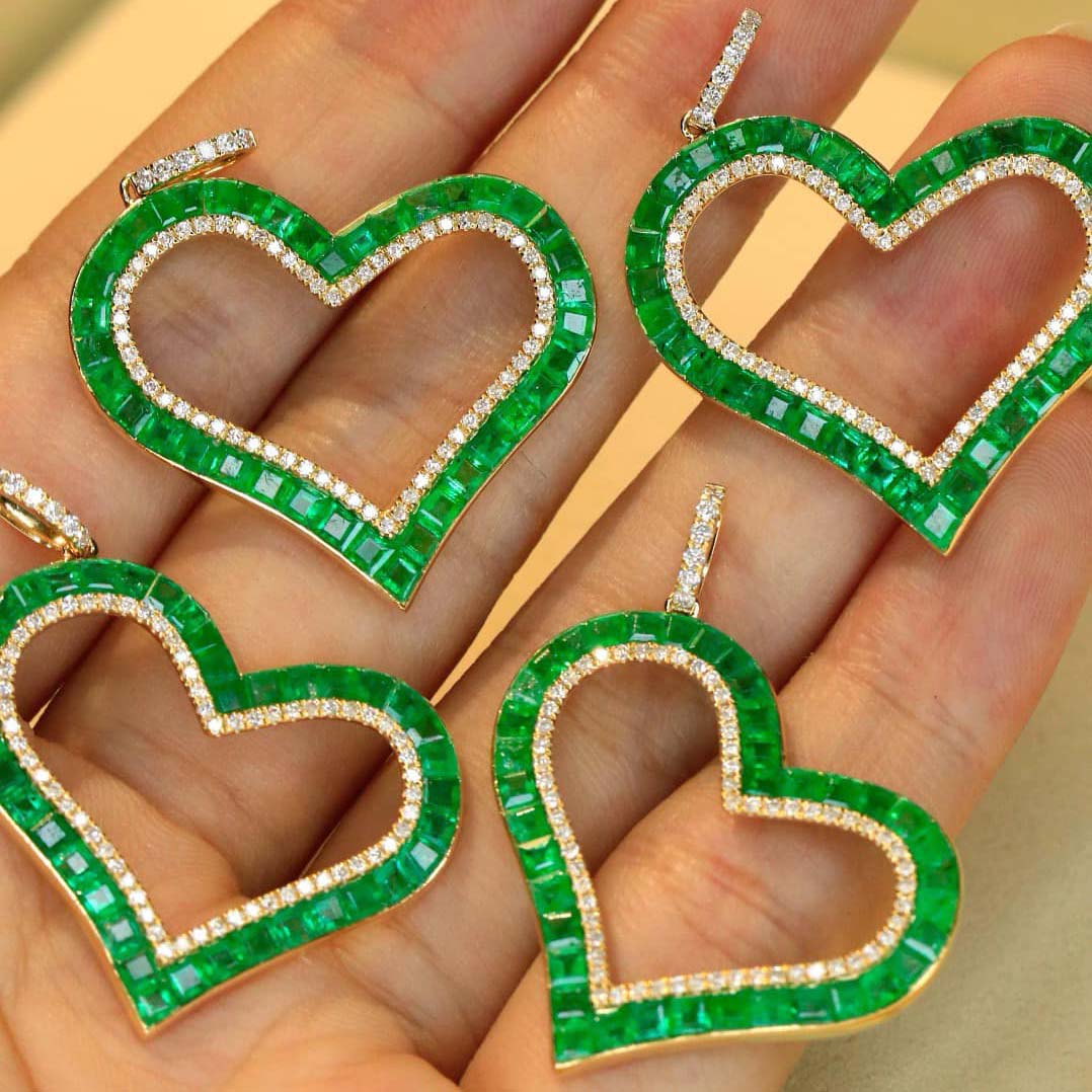 18K天然祖母綠-心形墜飾 - 第1張圖 18K天然祖母綠-心形墜飾