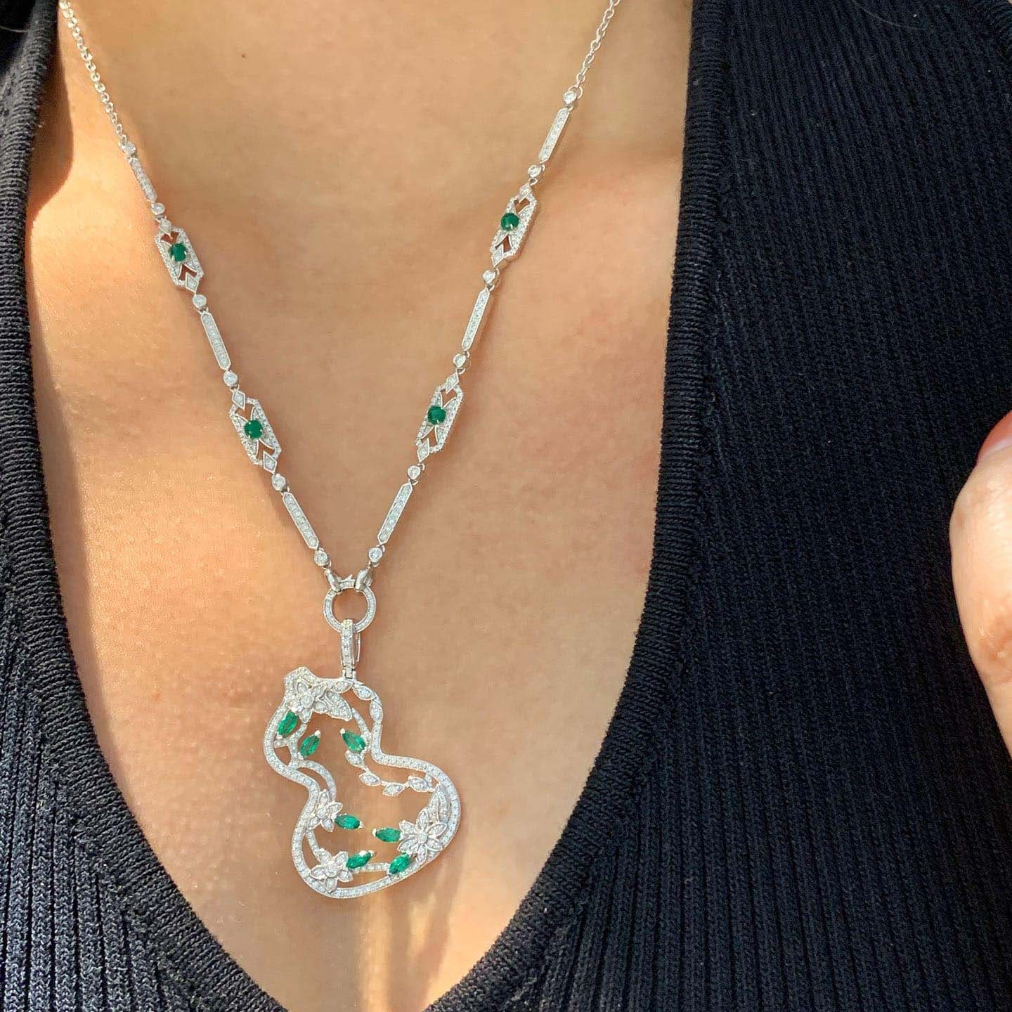 18K天然鑽石-紅寶石/祖母綠葫蘆套組 - 第1張圖 18K天然鑽石-紅寶石/祖母綠葫蘆套組