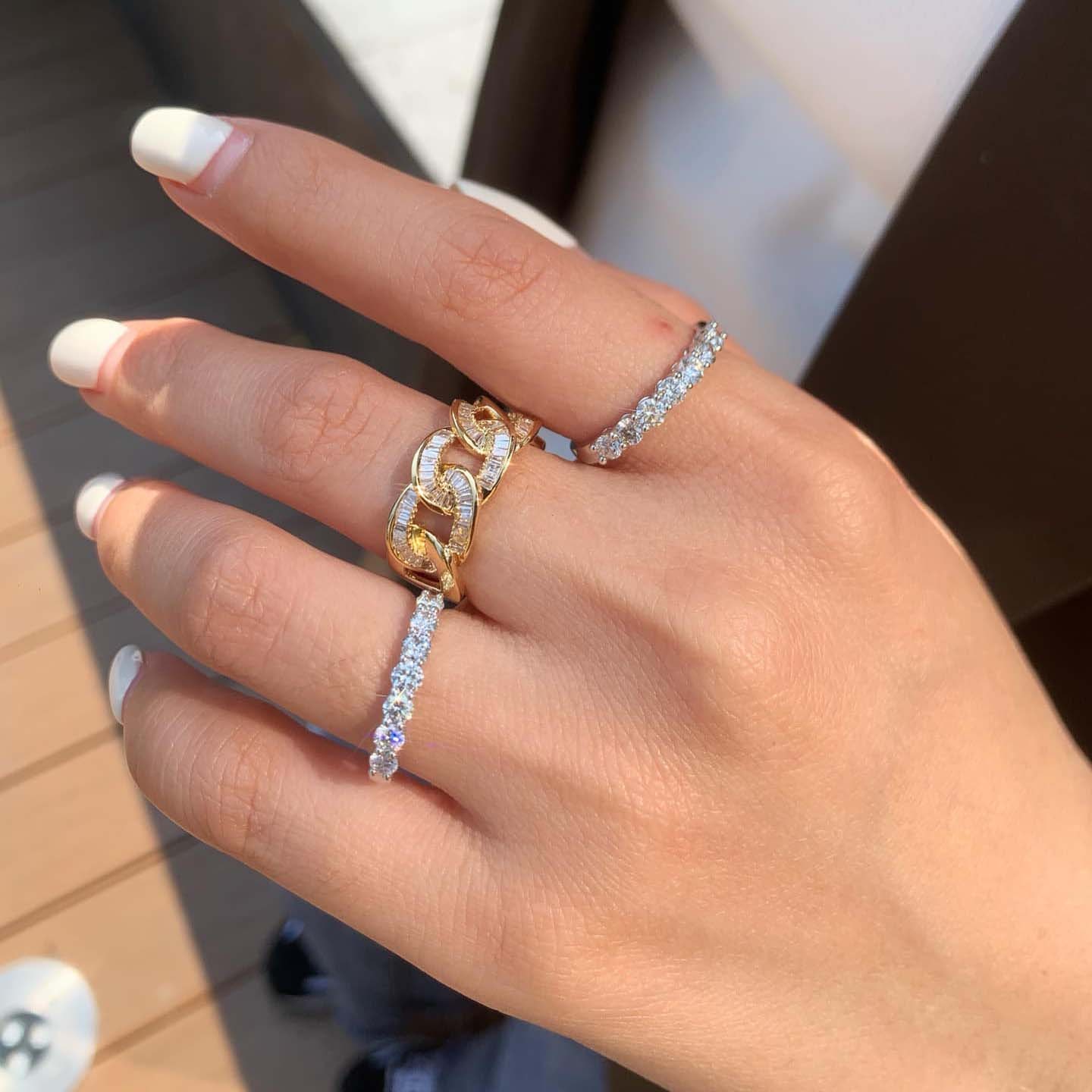 18K天然鑽石-七顆線型戒指