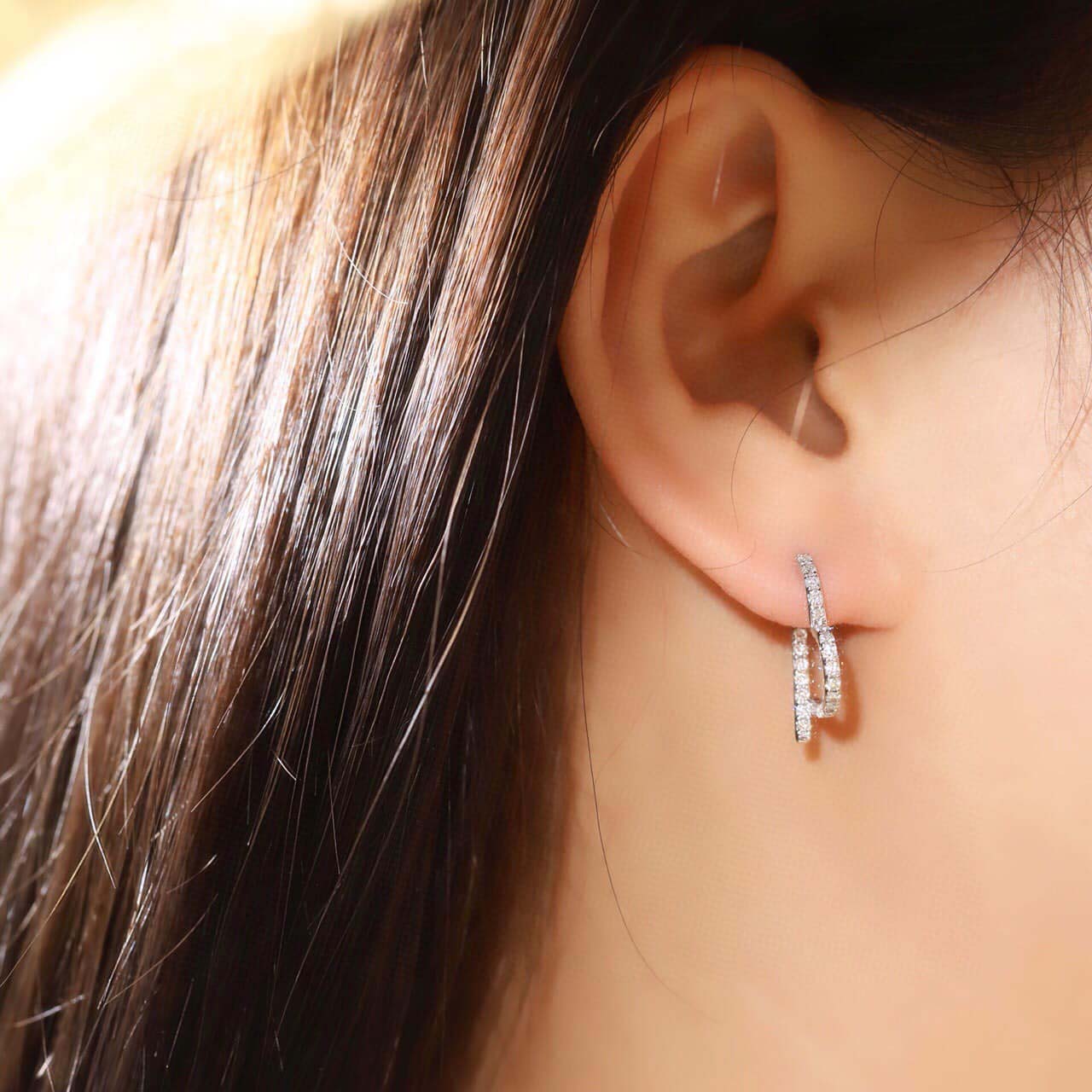 18K天然鑽石-氣質愛心耳環