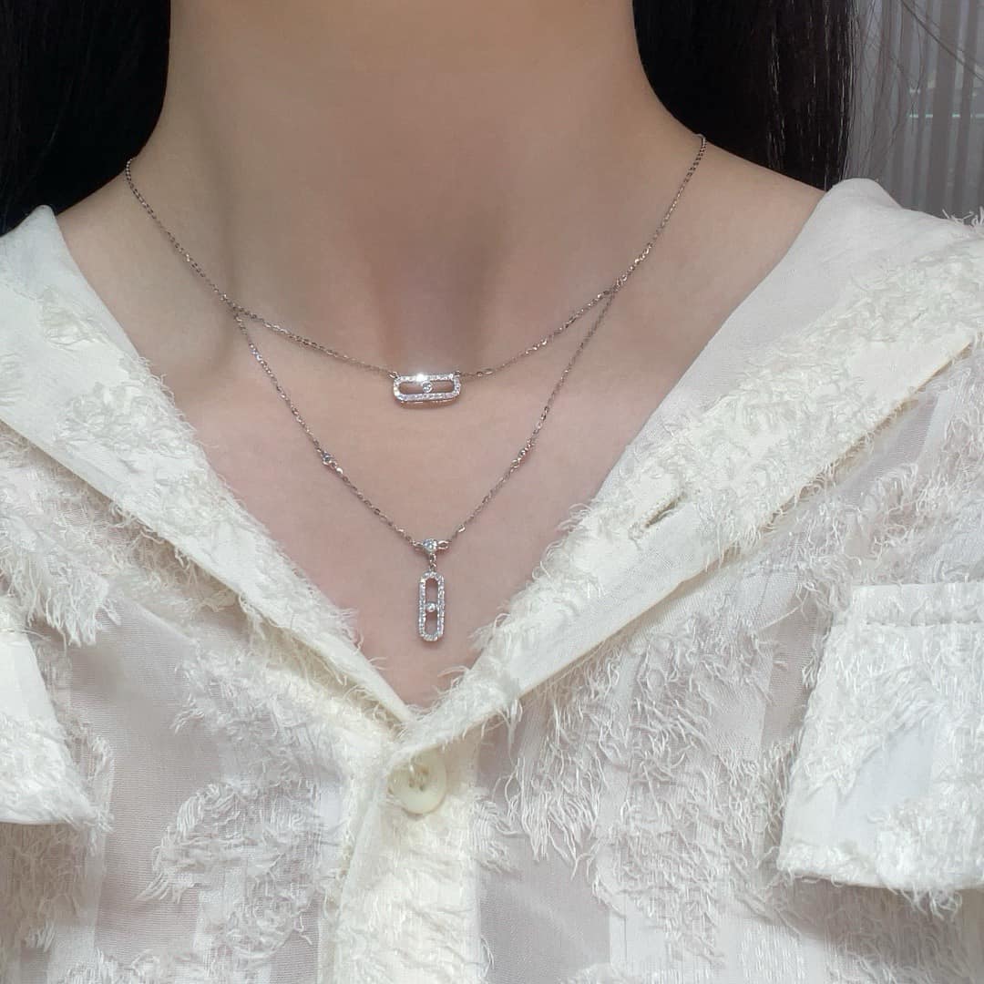 18K天然鑽石-梅西卡雙層鏈項鍊