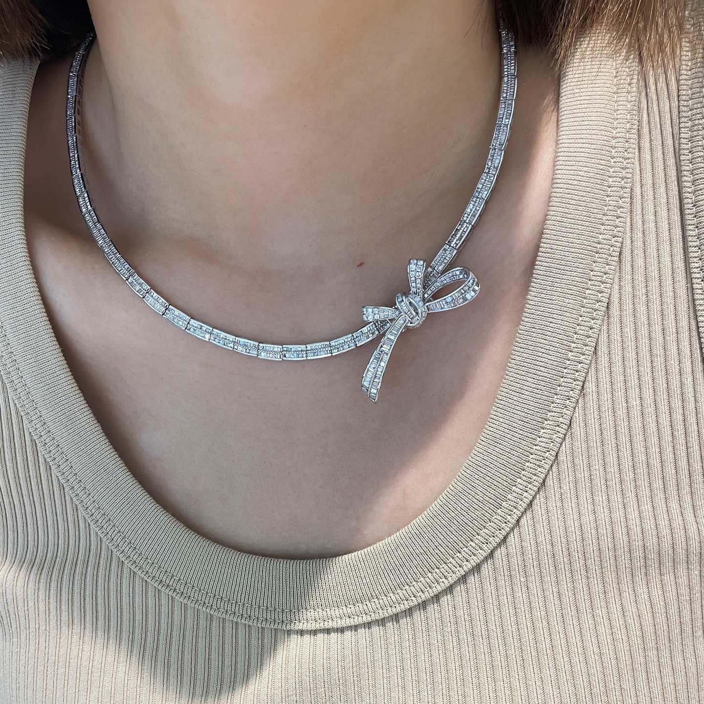 18K天然鑽石-蝴蝶結可拆卸項鍊