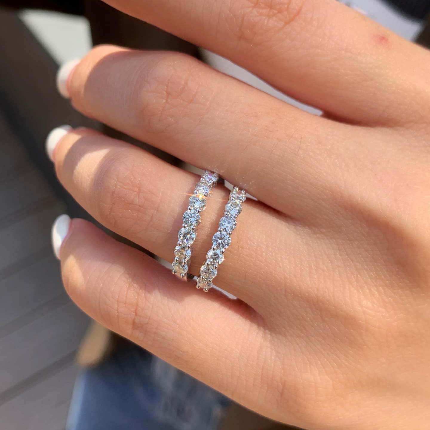 18K天然鑽石-七顆線型戒指