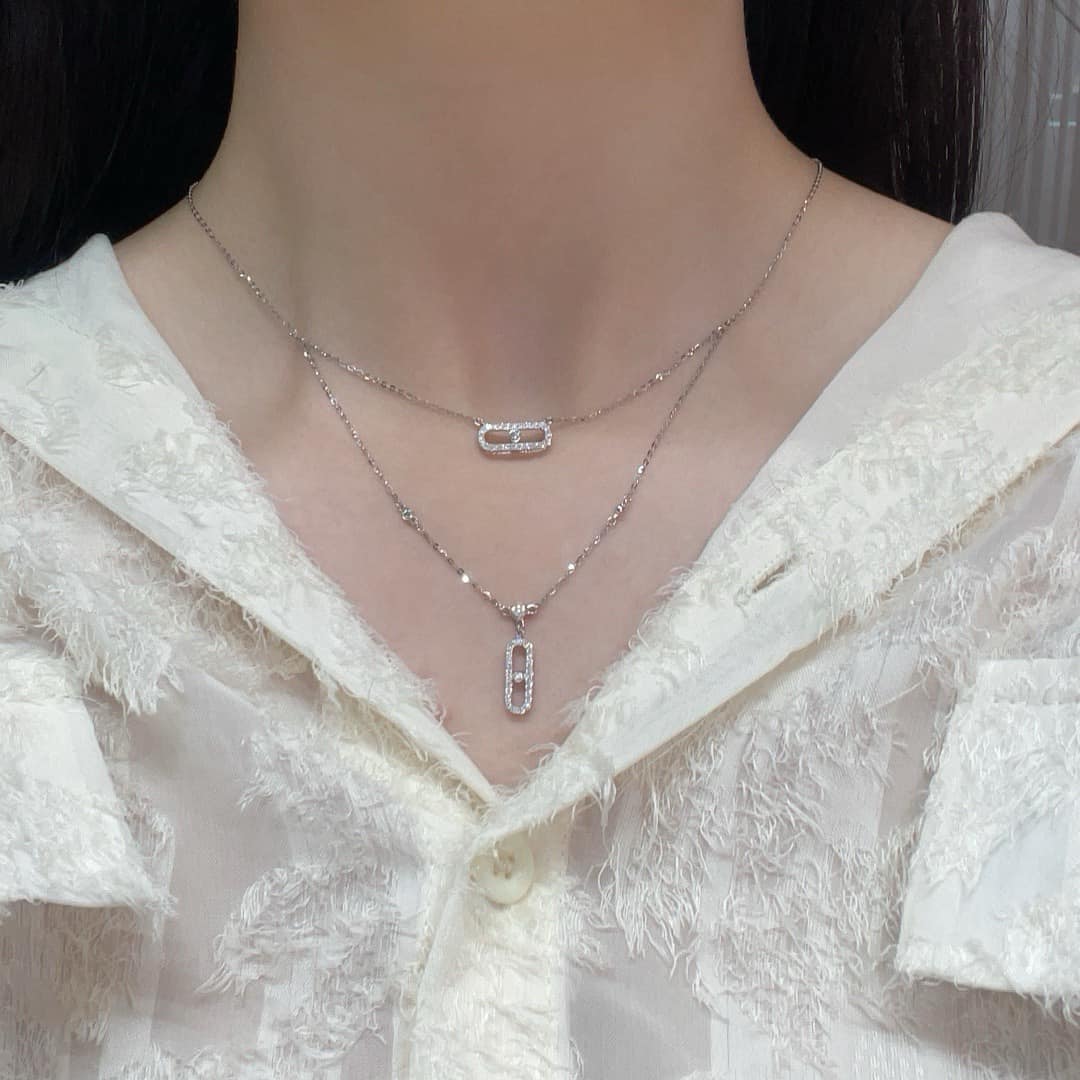 18K天然鑽石-梅西卡雙層鏈項鍊