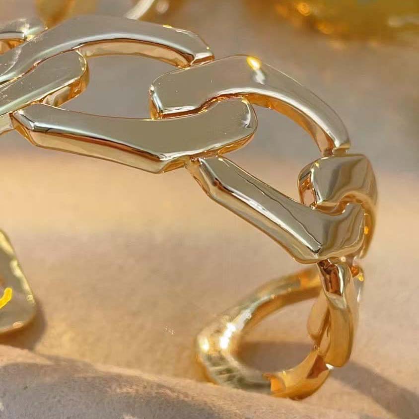 18K-寬版義大利鏈條開口手鐲 - 第4張圖 18K-寬版義大利鏈條開口手鐲