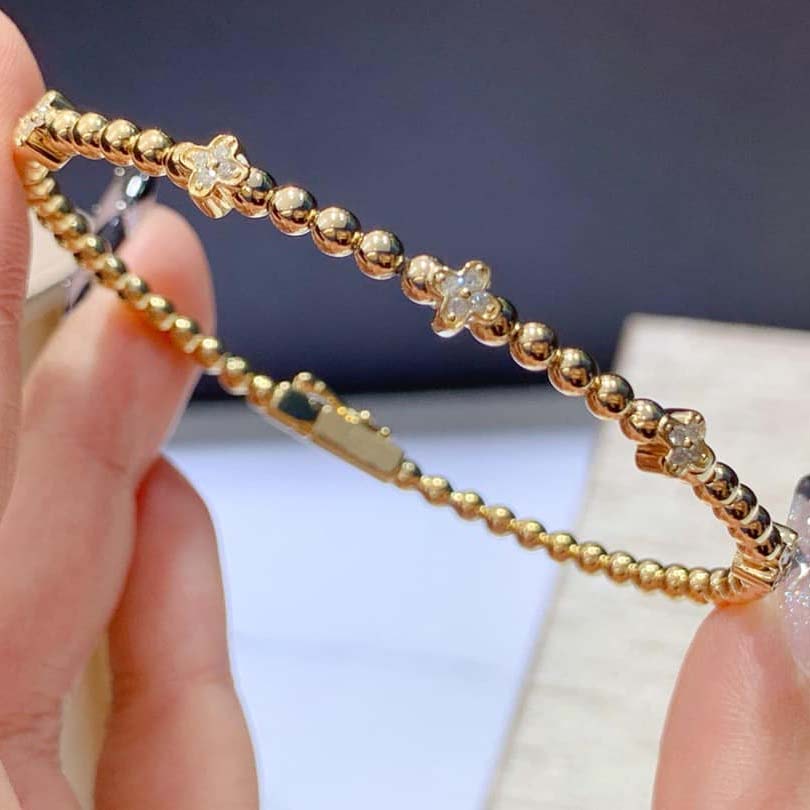 18K天然鑽石-INS四葉草高彈力手鐲