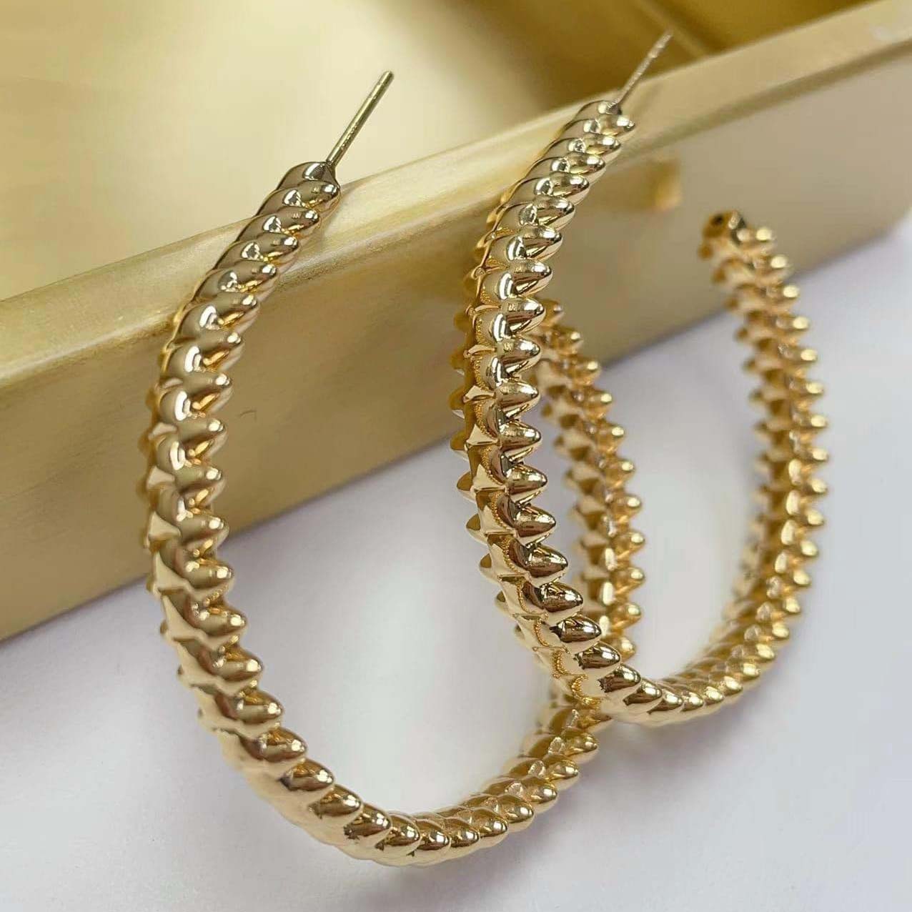 18K-釘子個性大圈耳環 - 第3張圖 18K-釘子個性大圈耳環