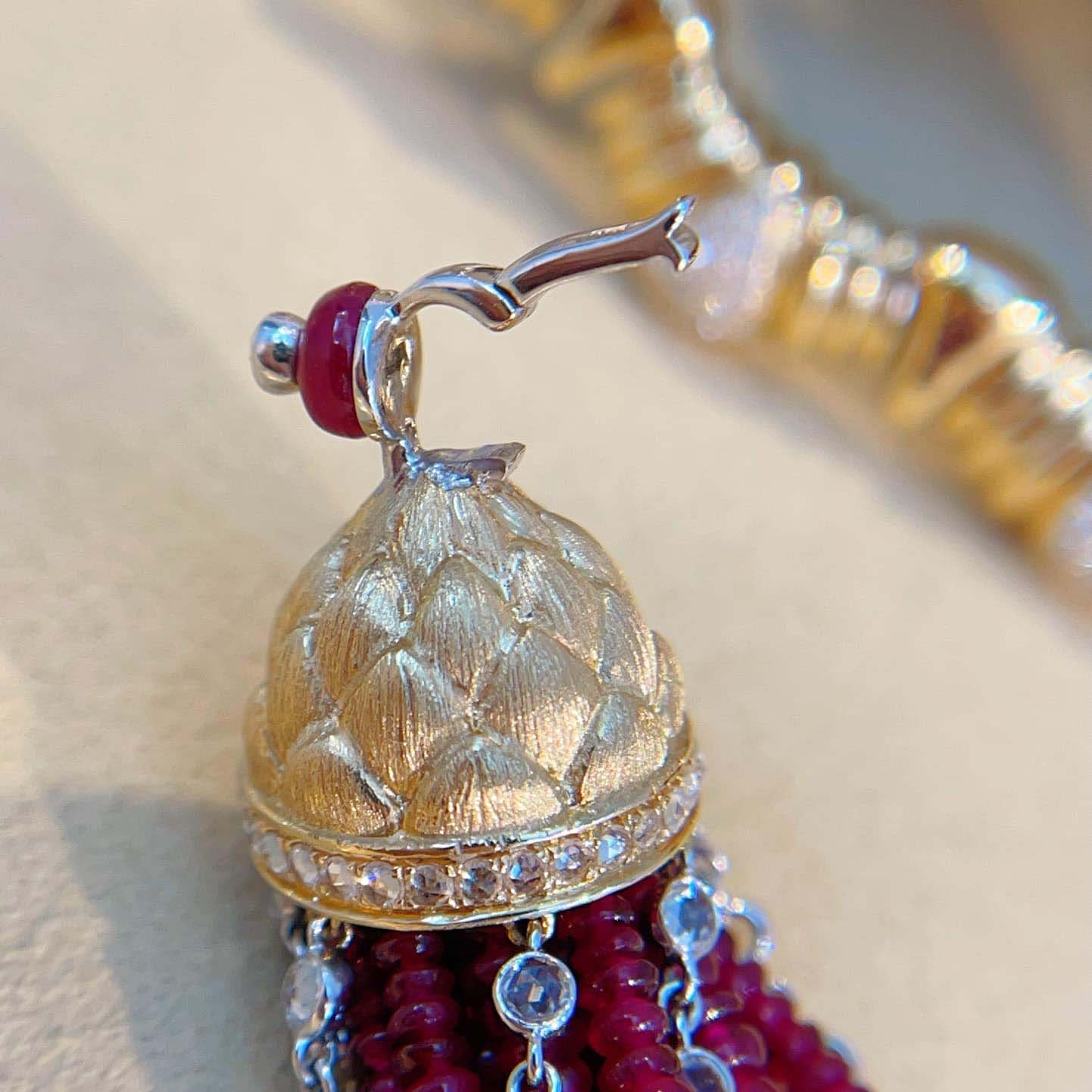 18K天然紅寶石-流蘇墜飾