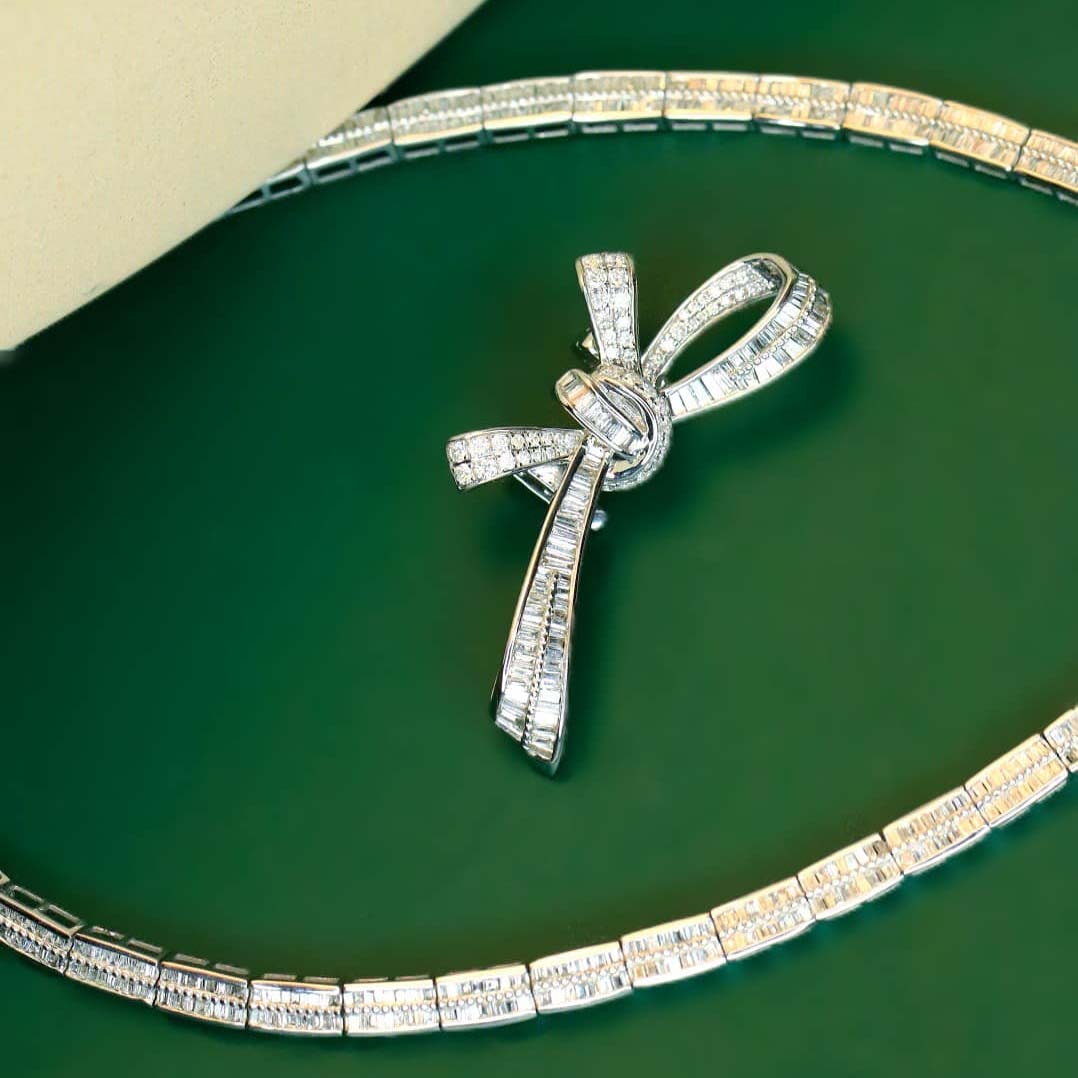 18K天然鑽石-蝴蝶結可拆卸項鍊