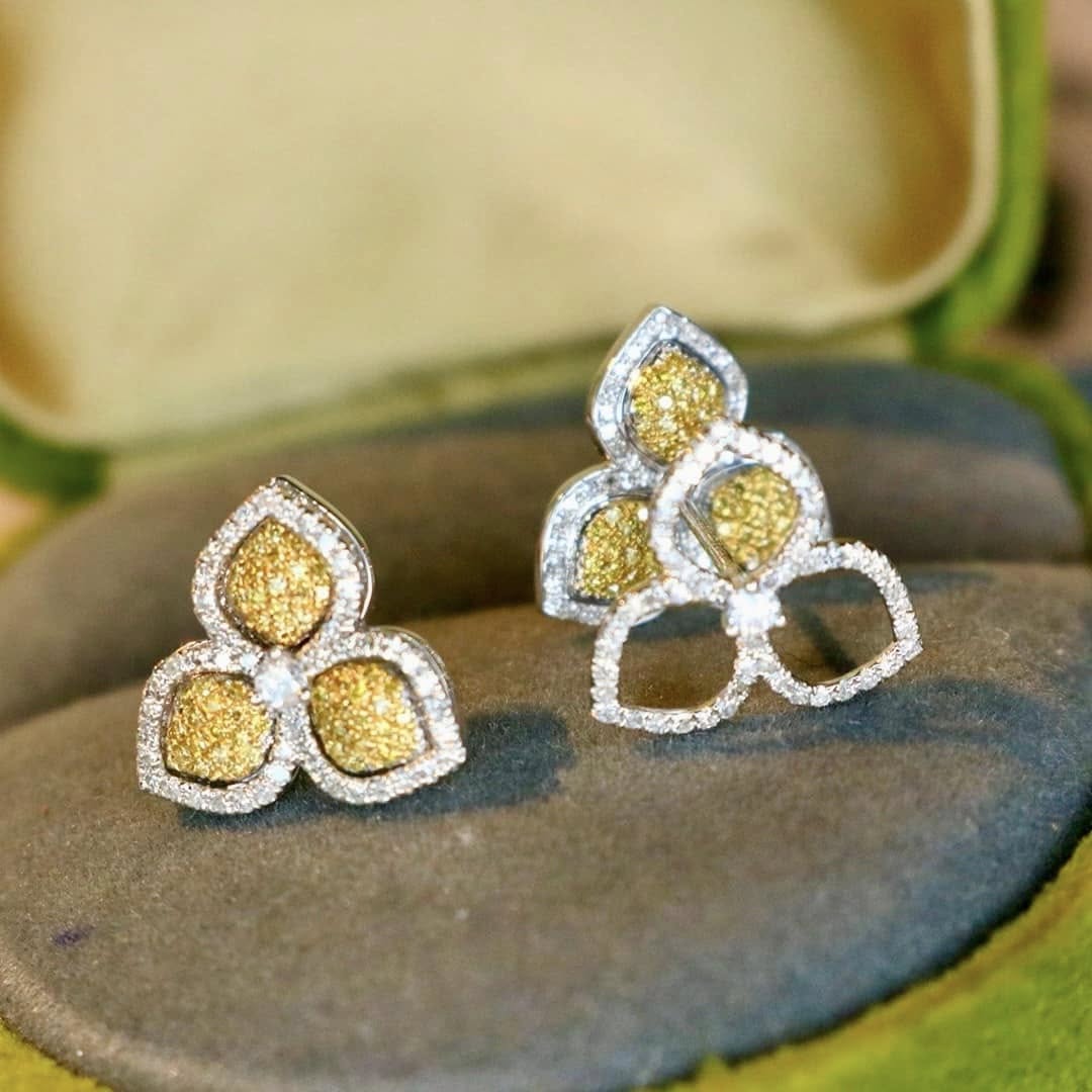 18K天然黃鑽-三葉草耳環(多戴款)