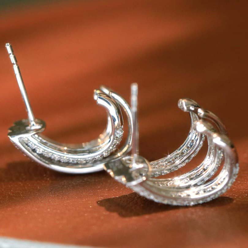 18K天然鑽石-弧形多層次耳環 - 第3張圖 18K天然鑽石-弧形多層次耳環