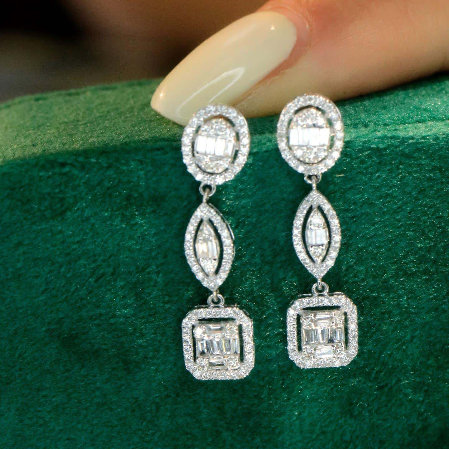 18K天然鑽石-冰糖串串耳環